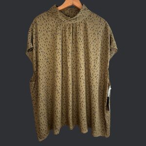 Worthington Mock Neck Olive Green Blouse NWT